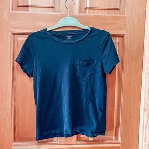 Navy Madewell Crew Neck Tee with Pocket